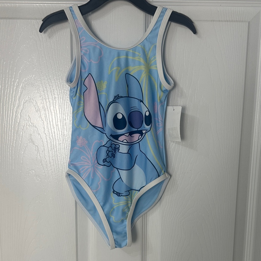 Disney Light Blue Stitch Kids One-Piece Swimsuit